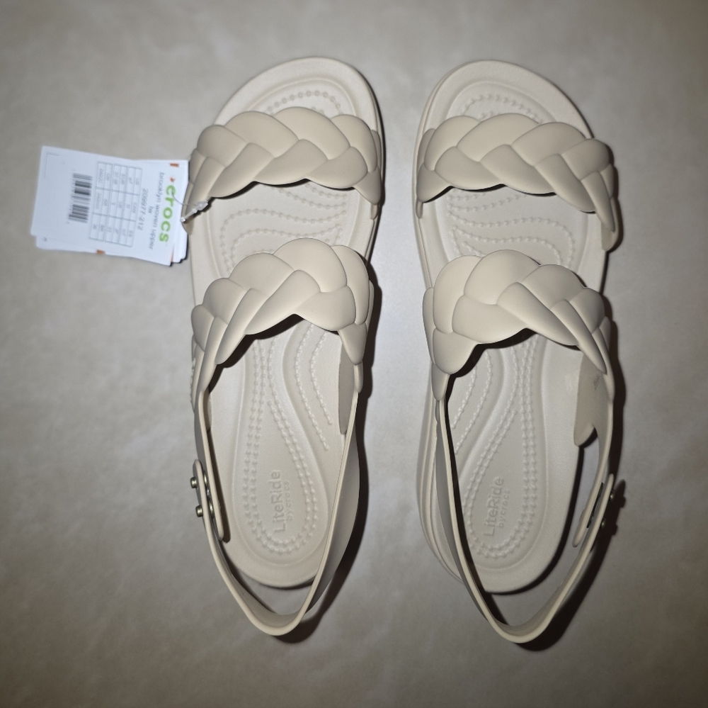 Crocs Brooklyn Woven Low Wedge Sandals Platform Size 7